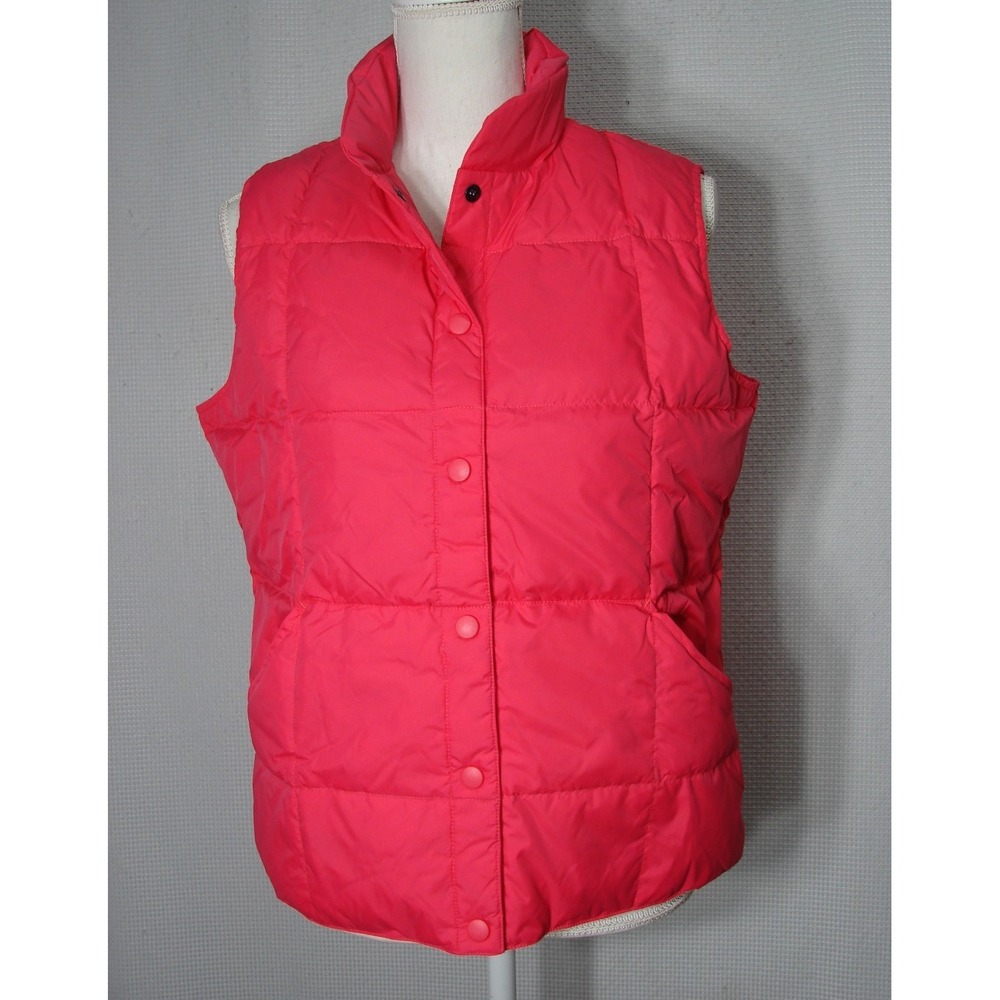 New LANDS END Puffer Vest Size S Pink Goosedown Snap Front Nylon Gorpcore - Picture 1 of 10